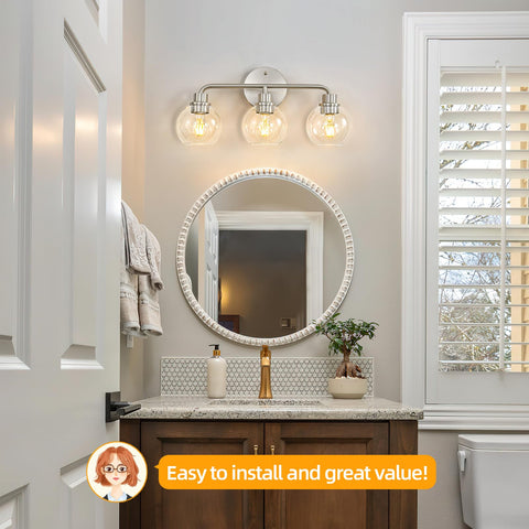 Watyo 3-light vanity light side angle highlights slim profile and even illumination.
