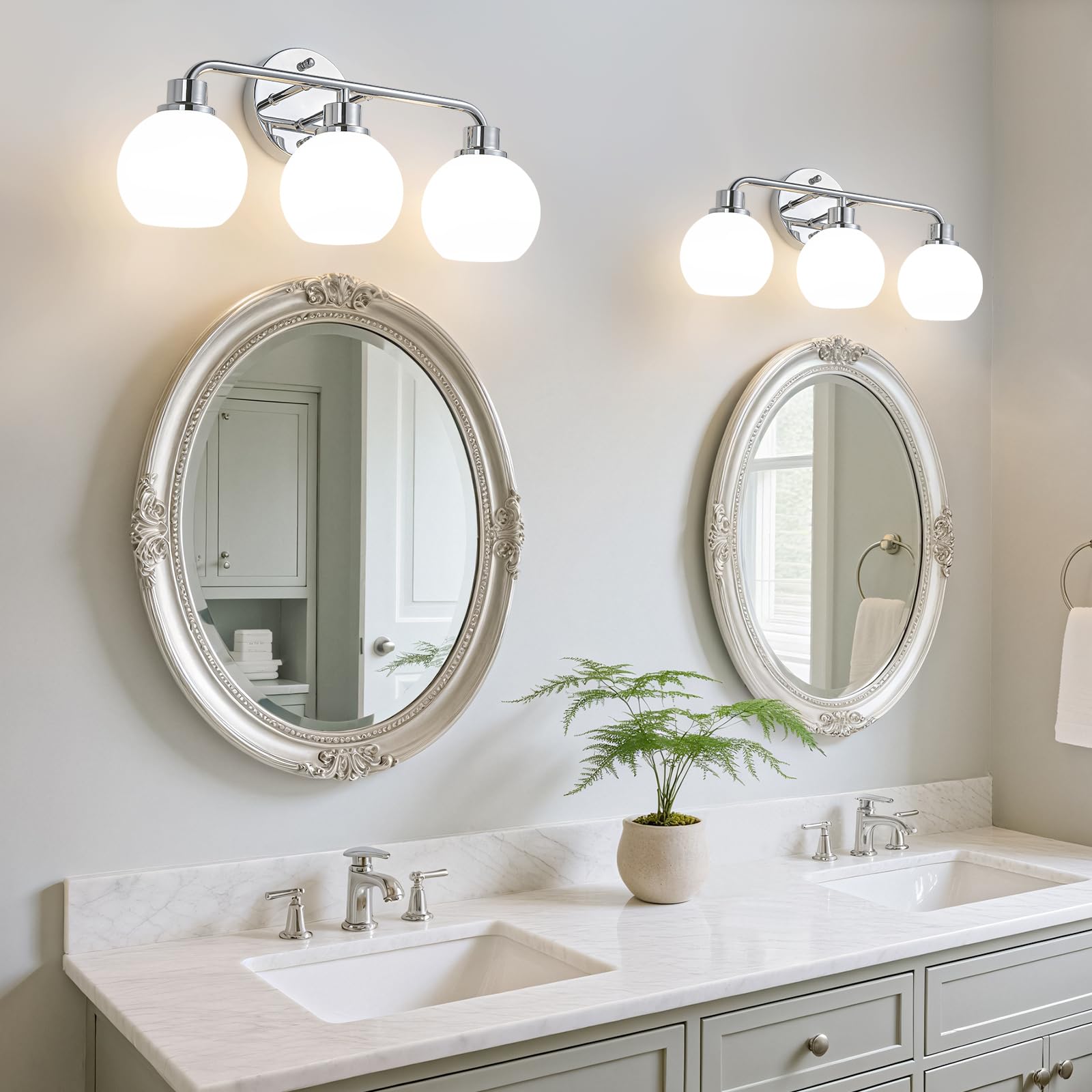 Watyo chrome finish vanity light maintains a durable, modern look.