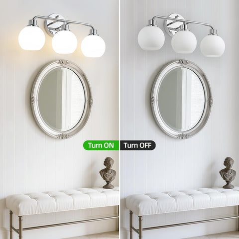 Watyo vanity light installed up or down for versatile styling.