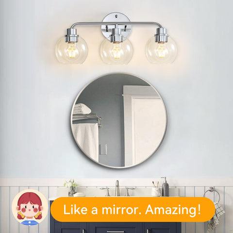Watyo glass shade bathroom fixture delivers a bright, contemporary glow