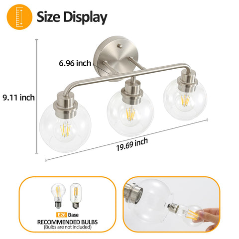 Watyo 3-light fixture with E26 base supports modern bulbs for flexible lighting.