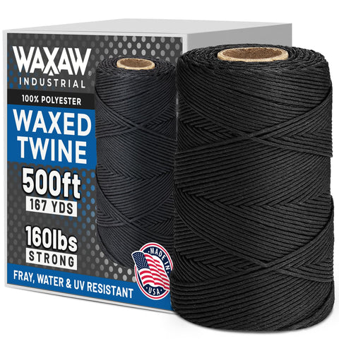 Waxaw 9-ply waxed lacing cord in black, ideal for secure knots and outdoor tasks.