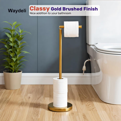 Waydeli gold holder stands at 24-inch height for easy reach