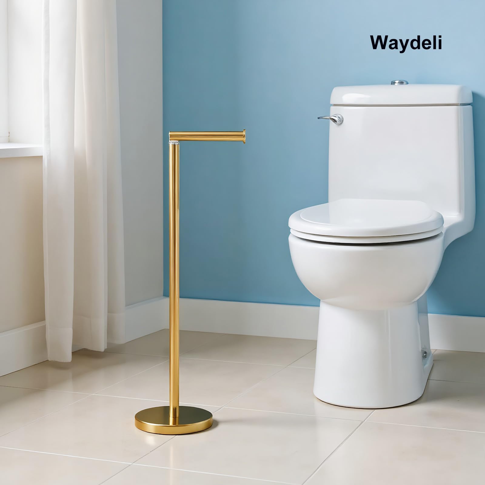 Waydeli gold bathroom accessory complements modern decor