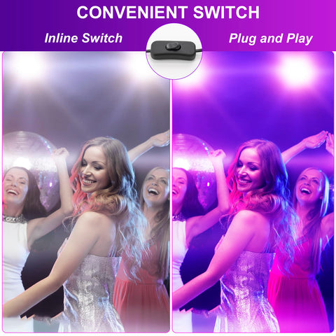 Waygor 395–405nm UV output enhances neon colors for glow parties and stage setups.