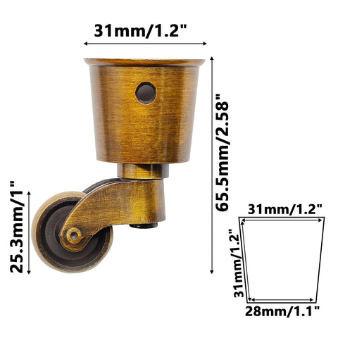 Waziaqoc upper mouth diameter 31mm for snug fixture on furniture legs.
