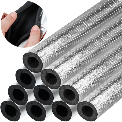 Wazitin 10-piece pipe insulation foam tubes for outdoor pipe protection.