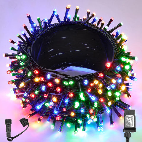WBao 300LED outdoor Christmas lights with 108ft reach for festive exterior decor.