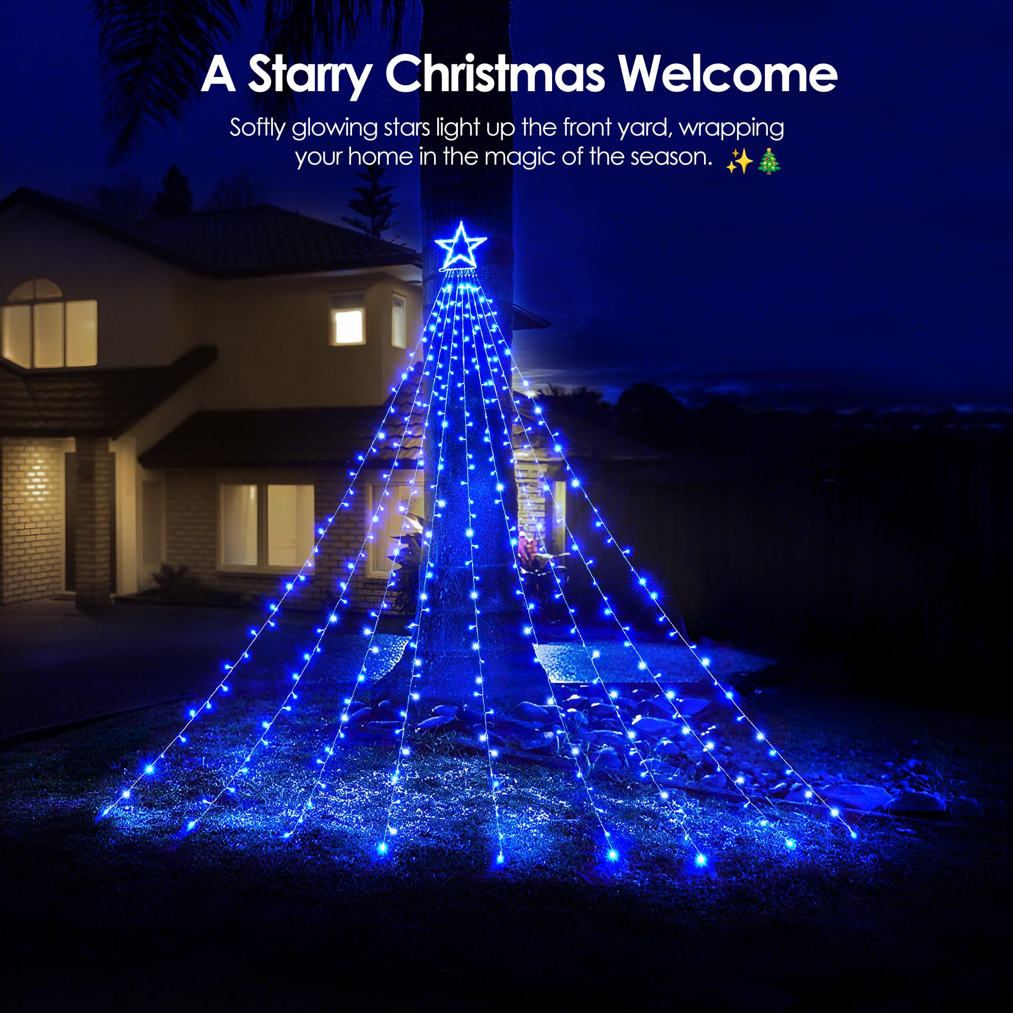 WBao 11.9 ft waterfall lights create a dramatic outdoor display