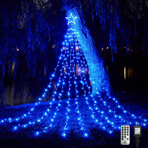 WBao 12-inch star topper waterfall lights for outdoor decor
