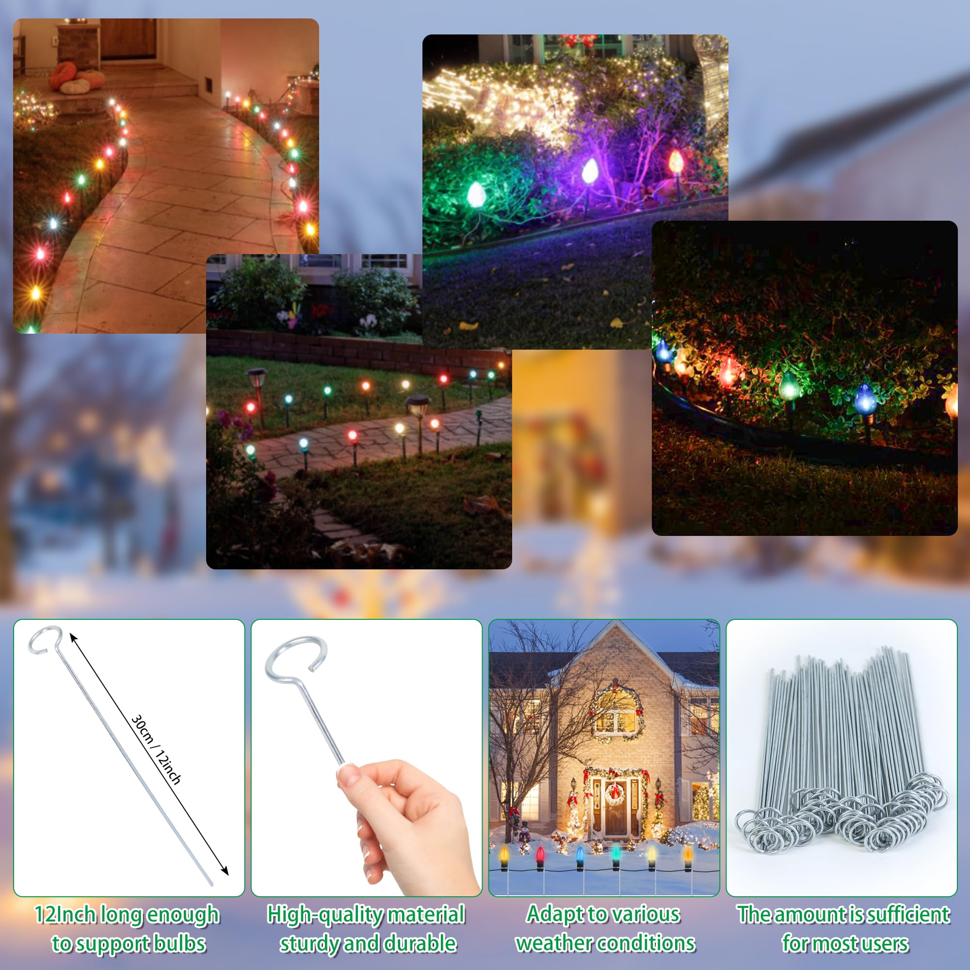 WBCBEC stake compatible with C7 and C9 lights for versatile decorating