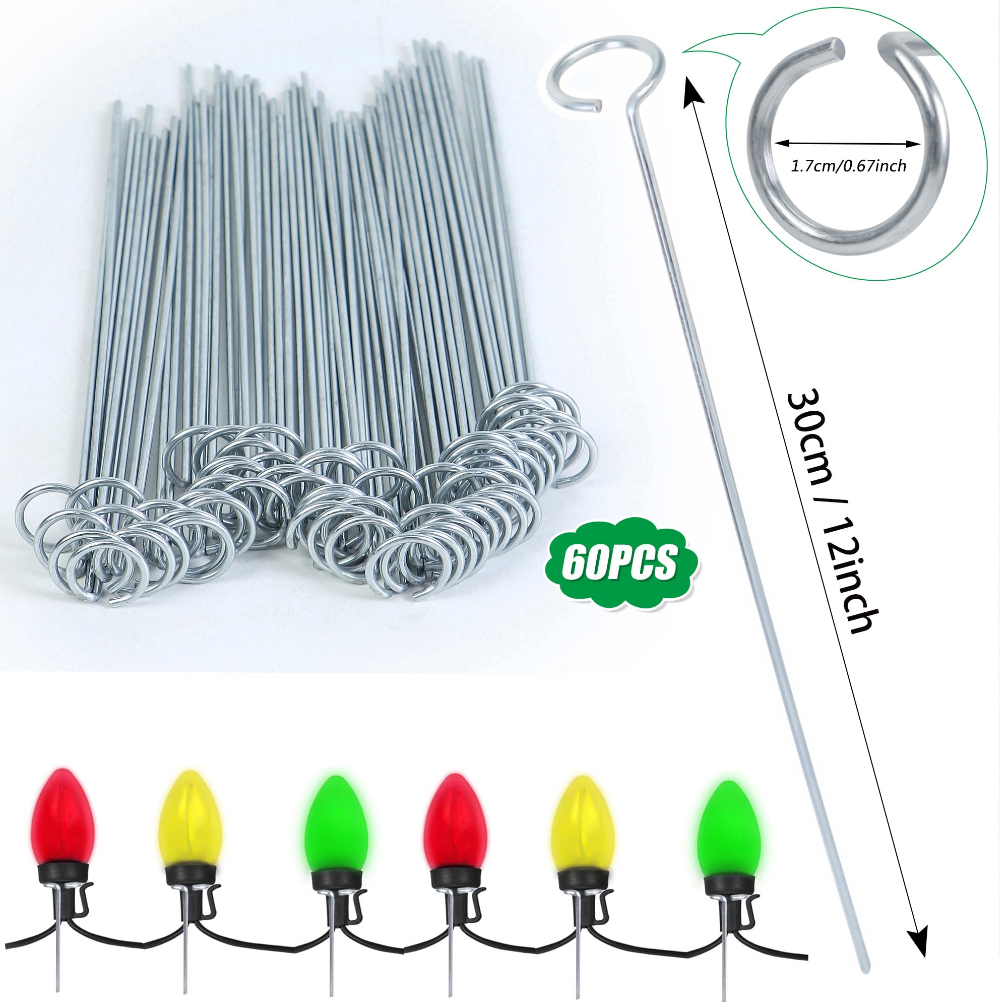WBCBEC metal stake with top ring secures light mounting for C7/C9 strings