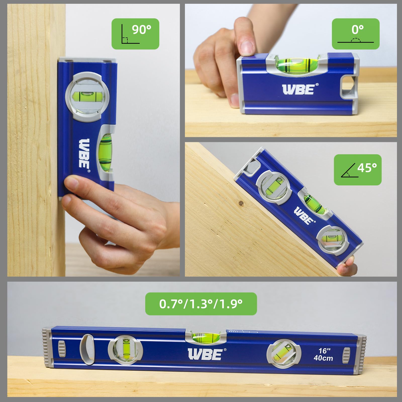 WBE torpedo level 7-inch compact level handy for shelves and tasks.