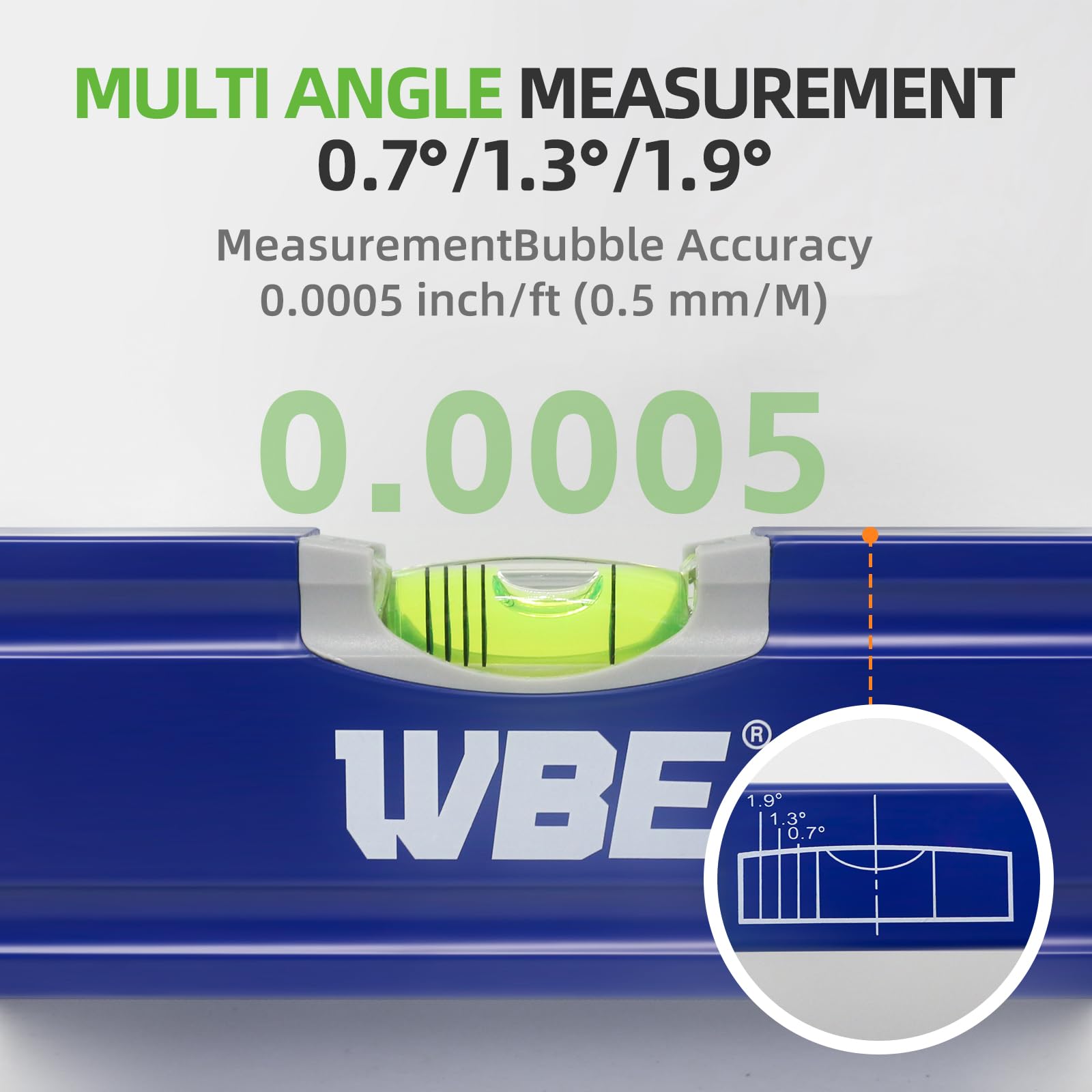 WBE torpedo level aluminium alloy frame for durable use.
