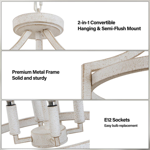 WBinDX convertible chandelier shown as pendant or semi-flush mount in living space