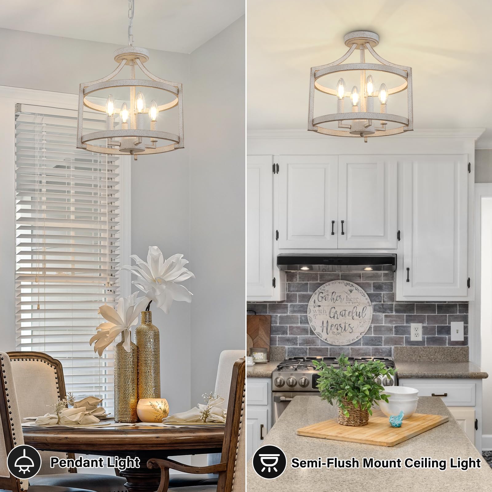 WBinDX open cage design highlights rustic metalwork and candle-style sockets