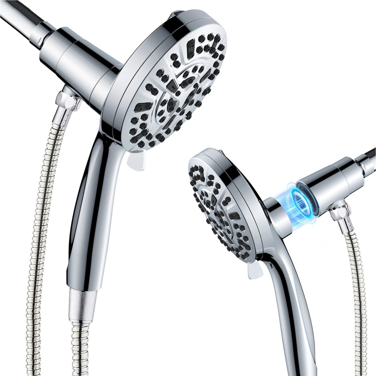 WCQQ high-pressure shower head with 10 modes delivers powerful rinsing while saving water