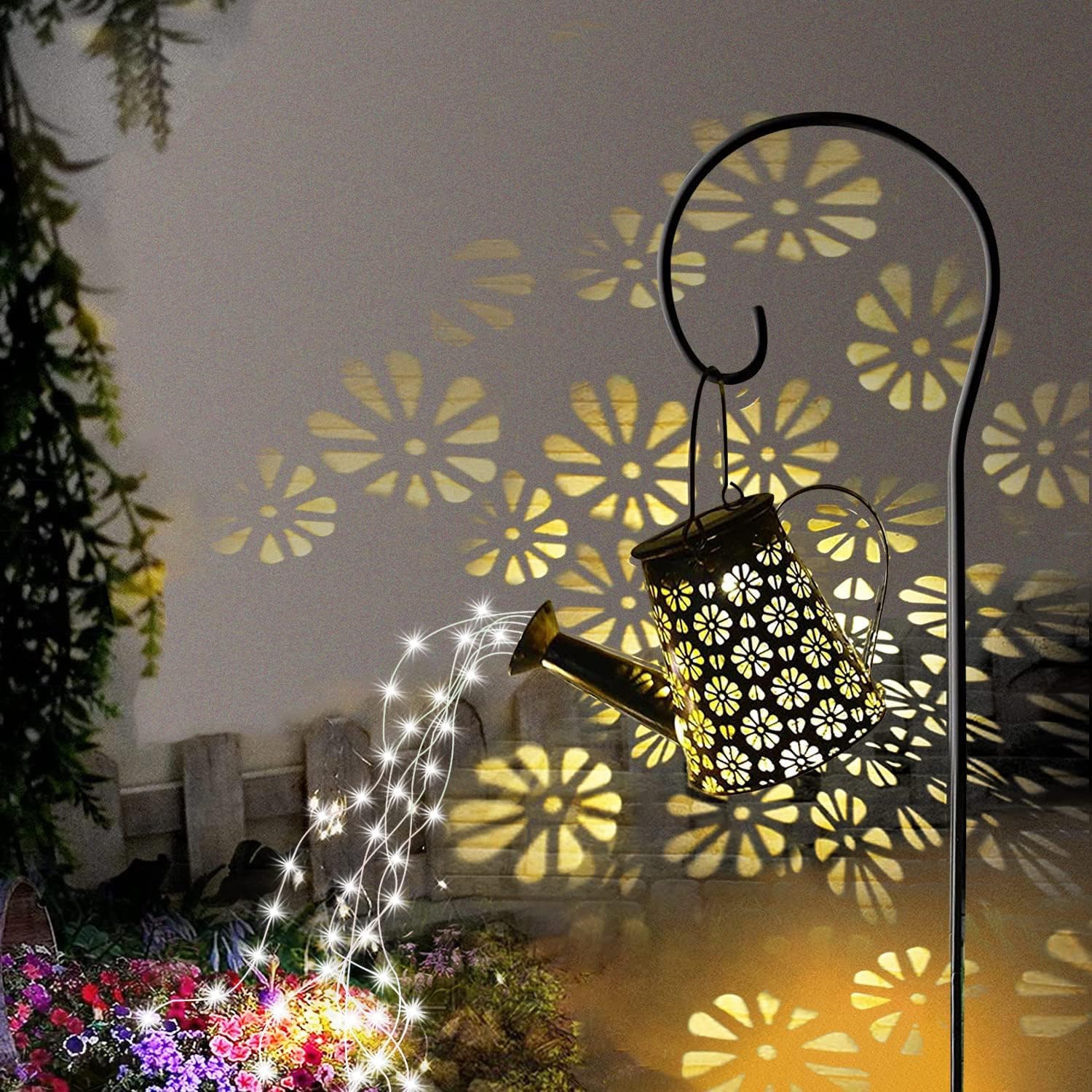 WDLFCGC solar watering can lights feature 6 copper strands for a warm glow.