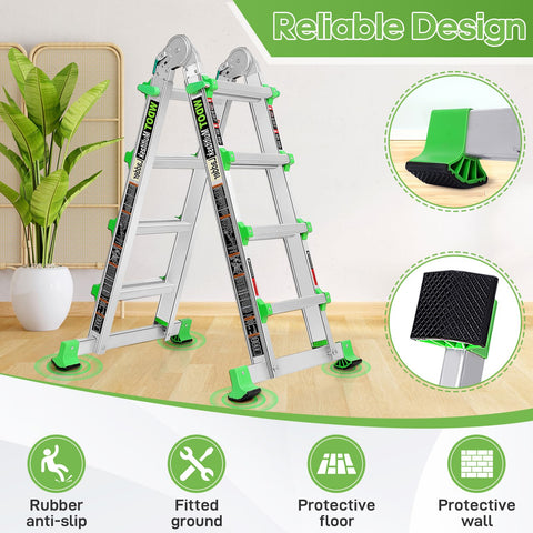 WDOT four-step A-frame ready for stairs tasks with compact folding