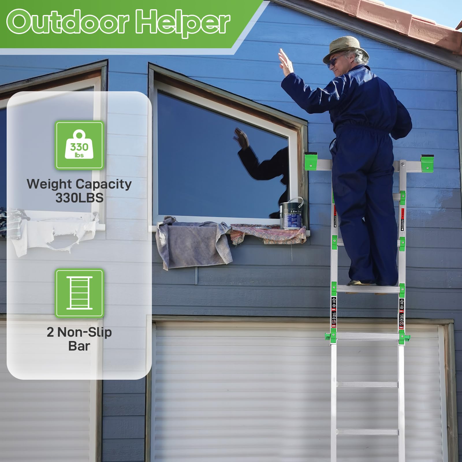 WDOT multi-use ladder configured for various home tasks and spaces