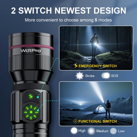 Zoomable beam on WdtPro flashlight illuminates distant targets clearly.