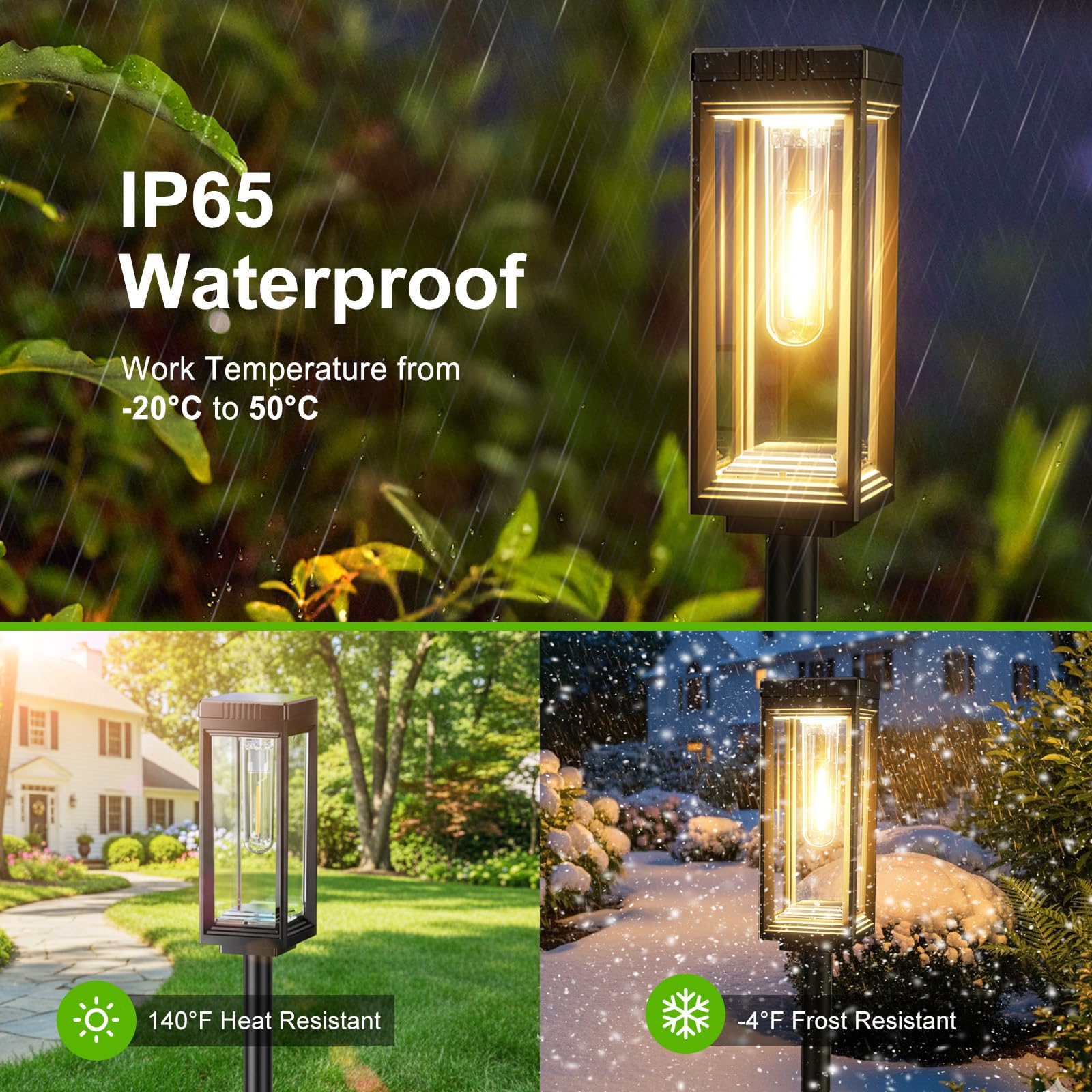 WdtPro 3-height adjustable solar pathway light adapts to yard layouts