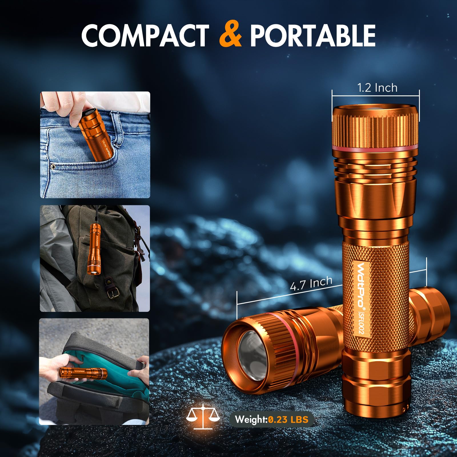 WdtPro compact pocket size fits easily in pockets and bags.