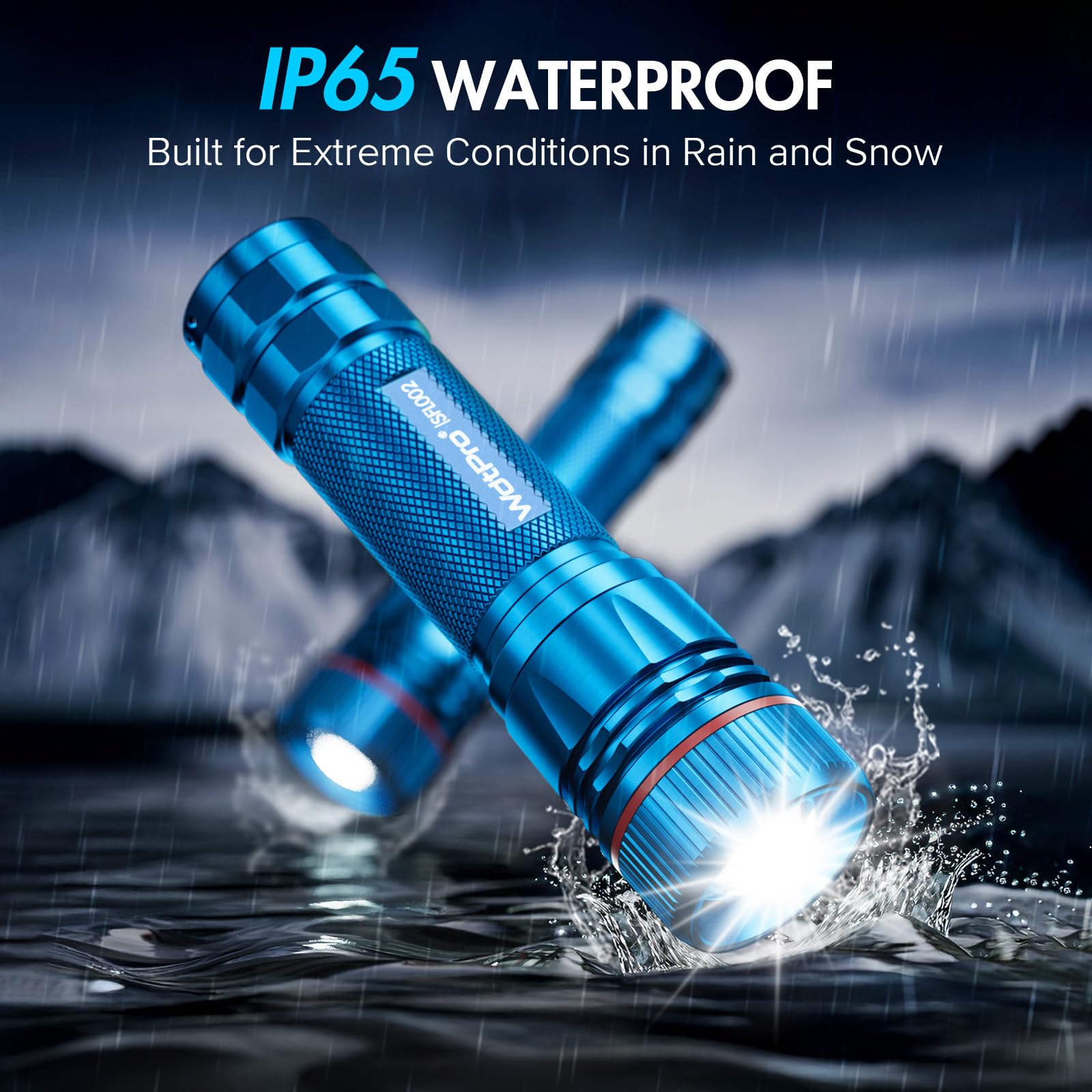 WdtPro IP65-rated flashlight resists rain and snow during adventures