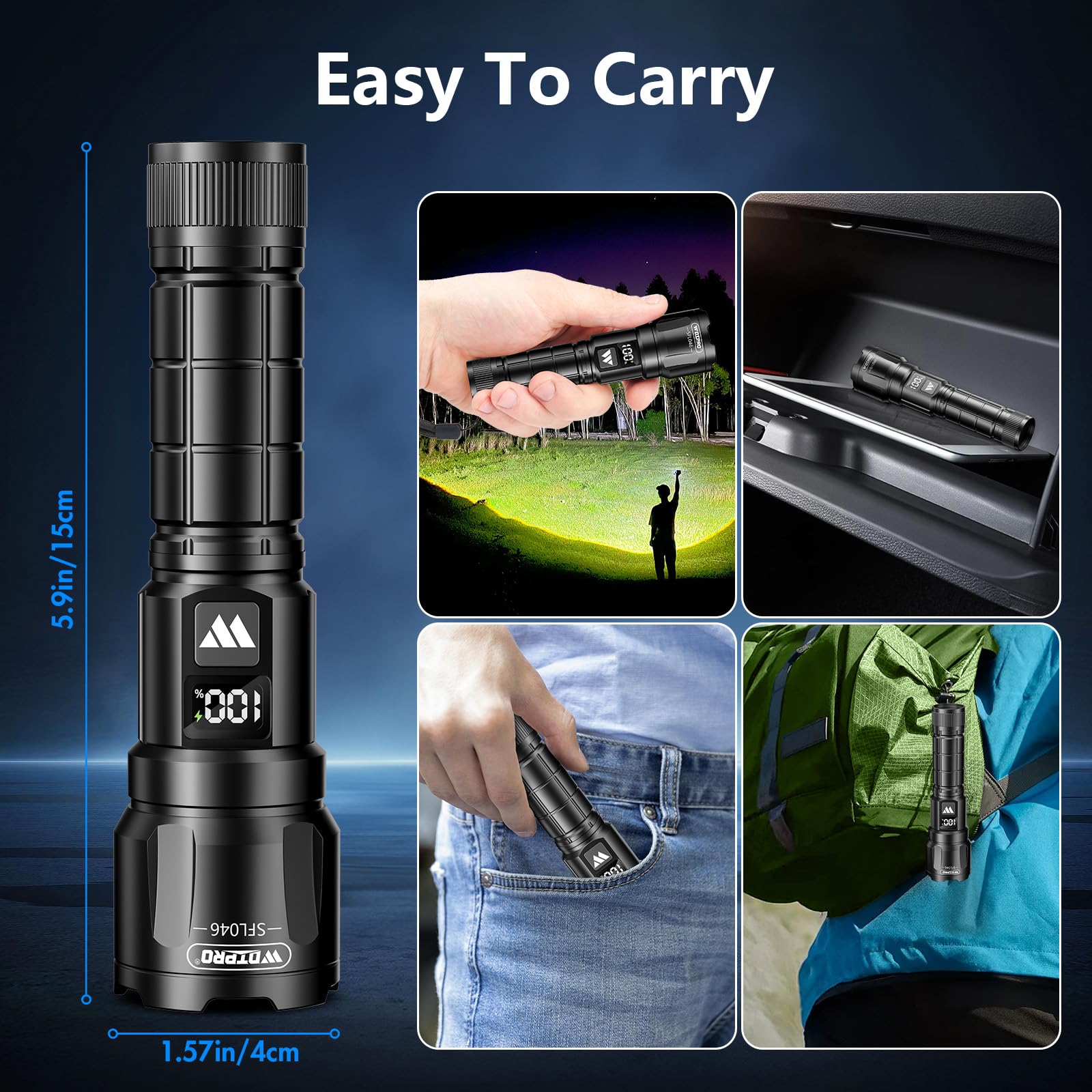 WdtPro IP65 waterproof flashlight endures rain and snow.