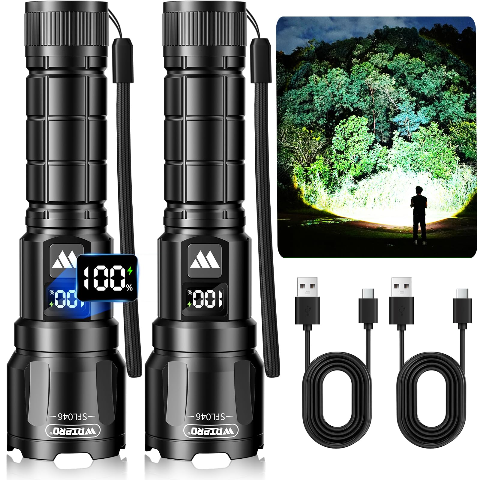 WdtPro LED flashlight pair in rugged aluminum body for outdoor use.