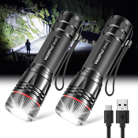 WdtPro rechargeable flashlight pack front view for home and camping use