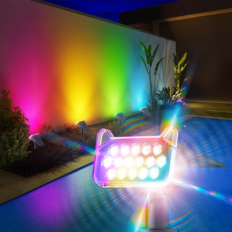 WdtPro solar color changing lights 6-pack side view showing durable outdoor ambiance