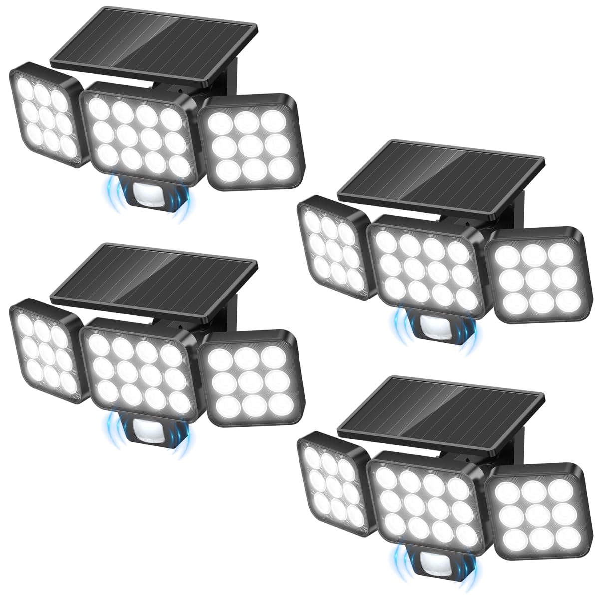 WdtPro solar flood light outdoor 4-pack delivers wide-area illumination for yards.