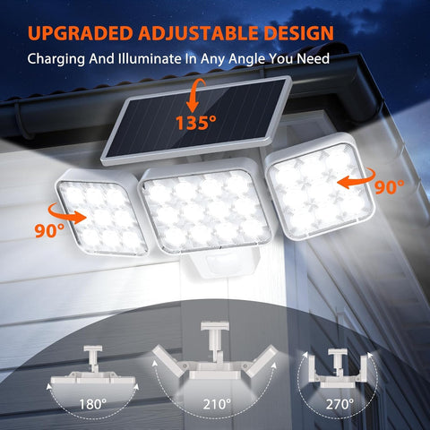 WdtPro solar flood lights with 60ft motion sensor cover extensive outdoor areas.
