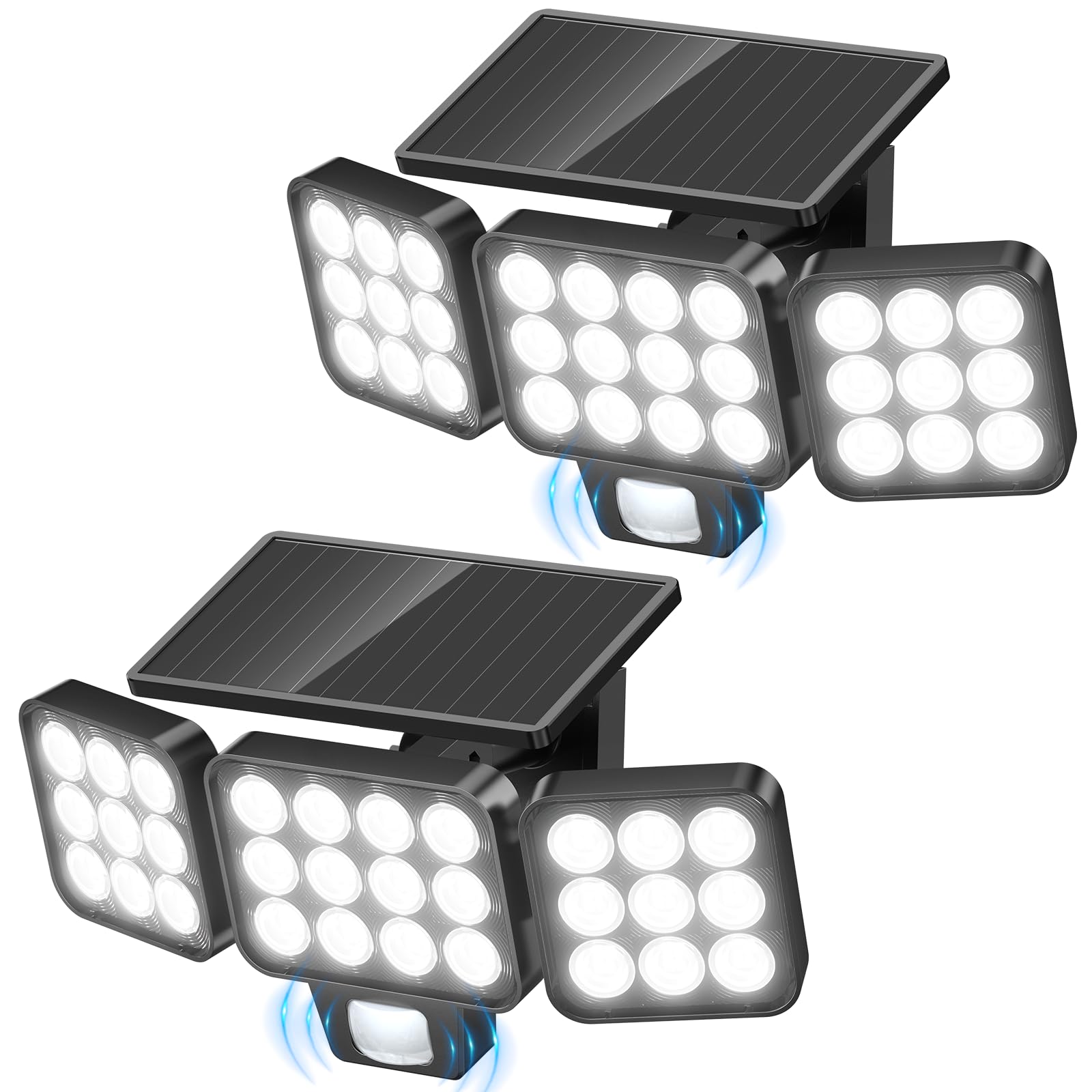 WdtPro solar lights flood 3-heads design for broad yard coverage