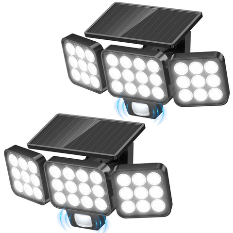 WdtPro solar lights flood 3-heads design for broad yard coverage