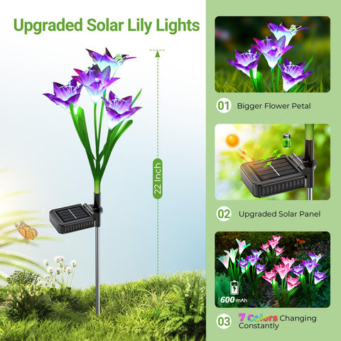 WdtPro solar lily light with adjustable stem demonstrates flexible placement