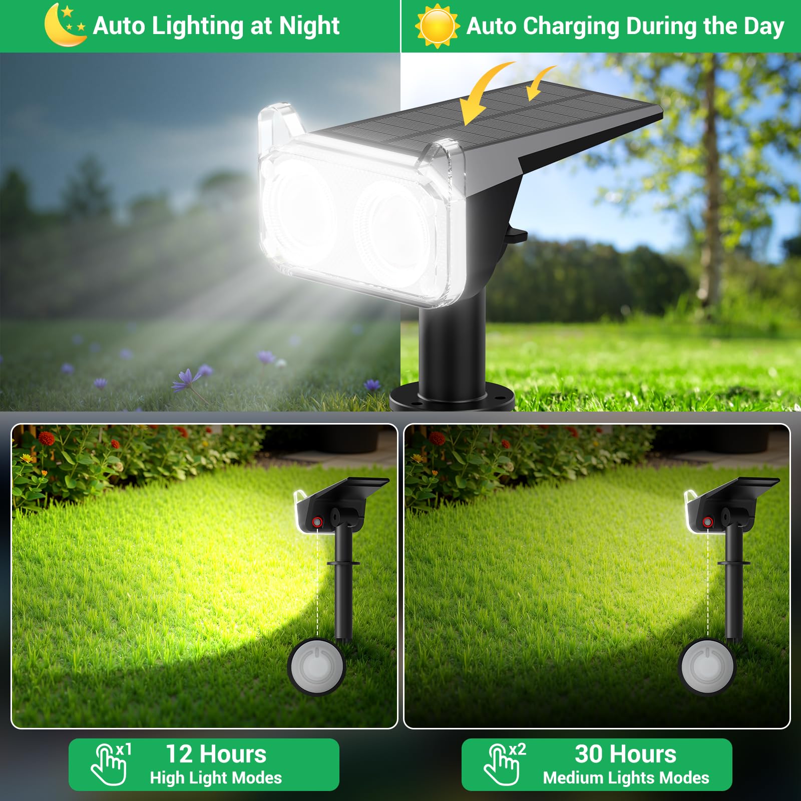 WdtPro bright beam example highlighting a garden feature