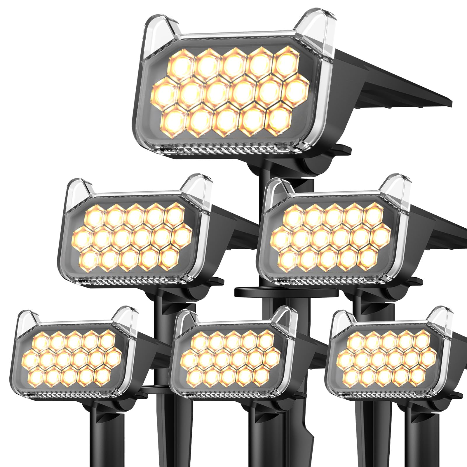WdtPro solar spot light outdoor bright beam illuminates trees and pathways