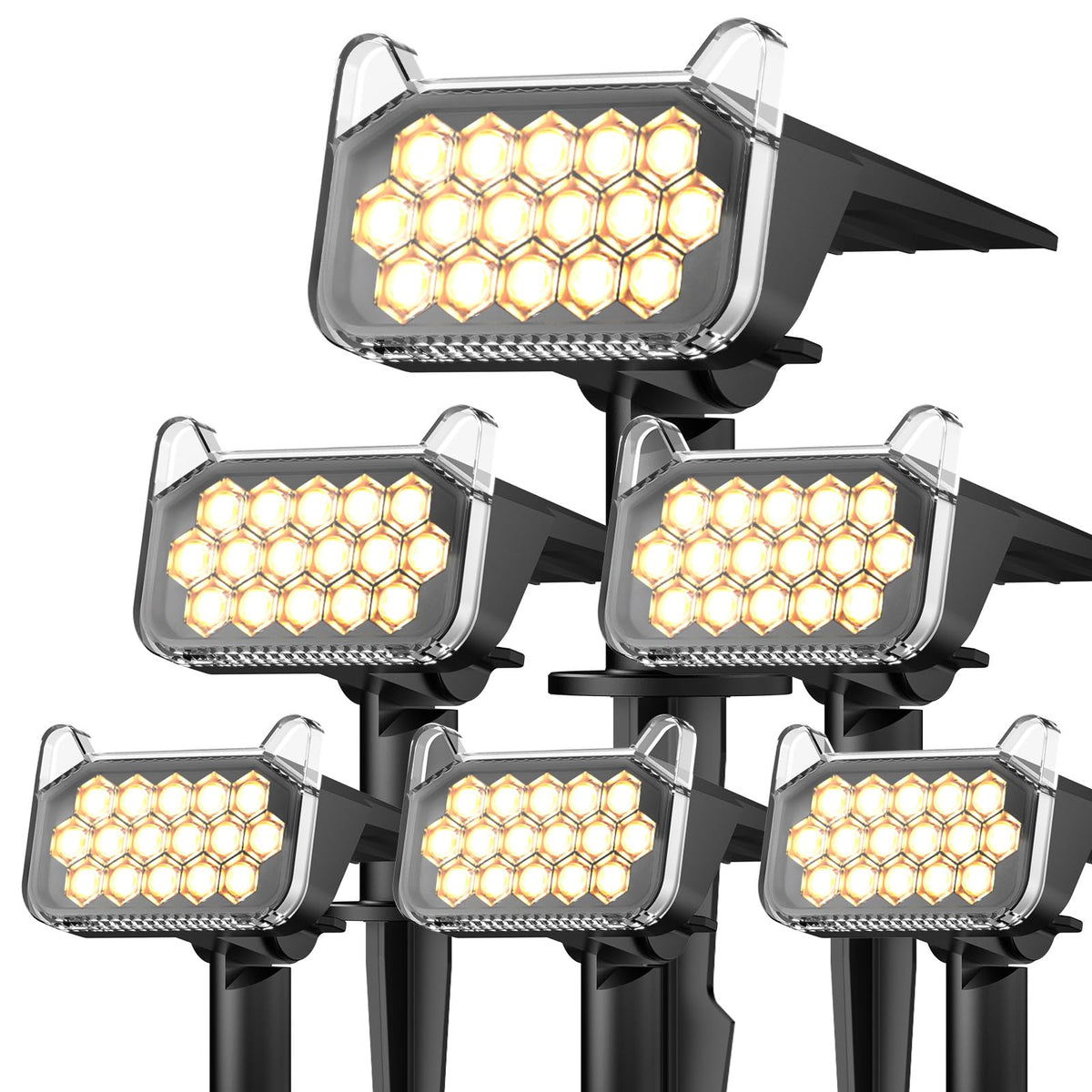 WdtPro solar spot light outdoor bright beam illuminates trees and pathways