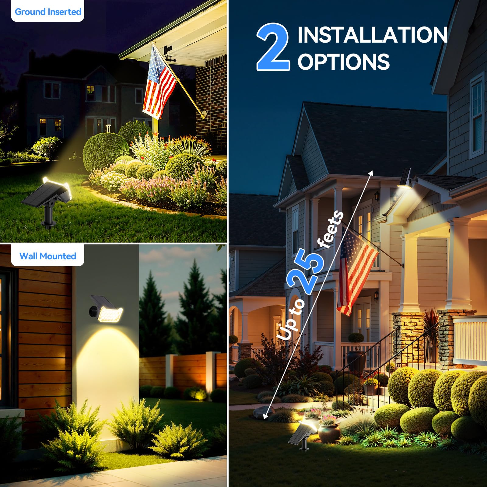 WdtPro yard flag lighting enhances nighttime visibility and curb appeal