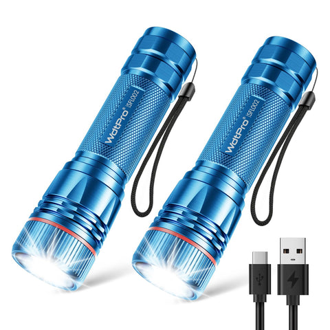 WdtPro two-pack rechargeable flashlights for versatile home and outdoor use