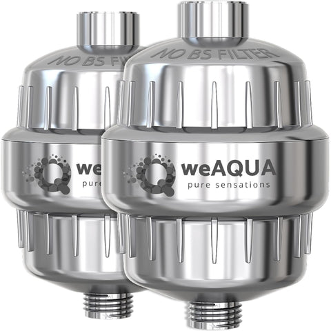 WeAQUA heavy-duty shower filter 2-pack front view for easy replacement
