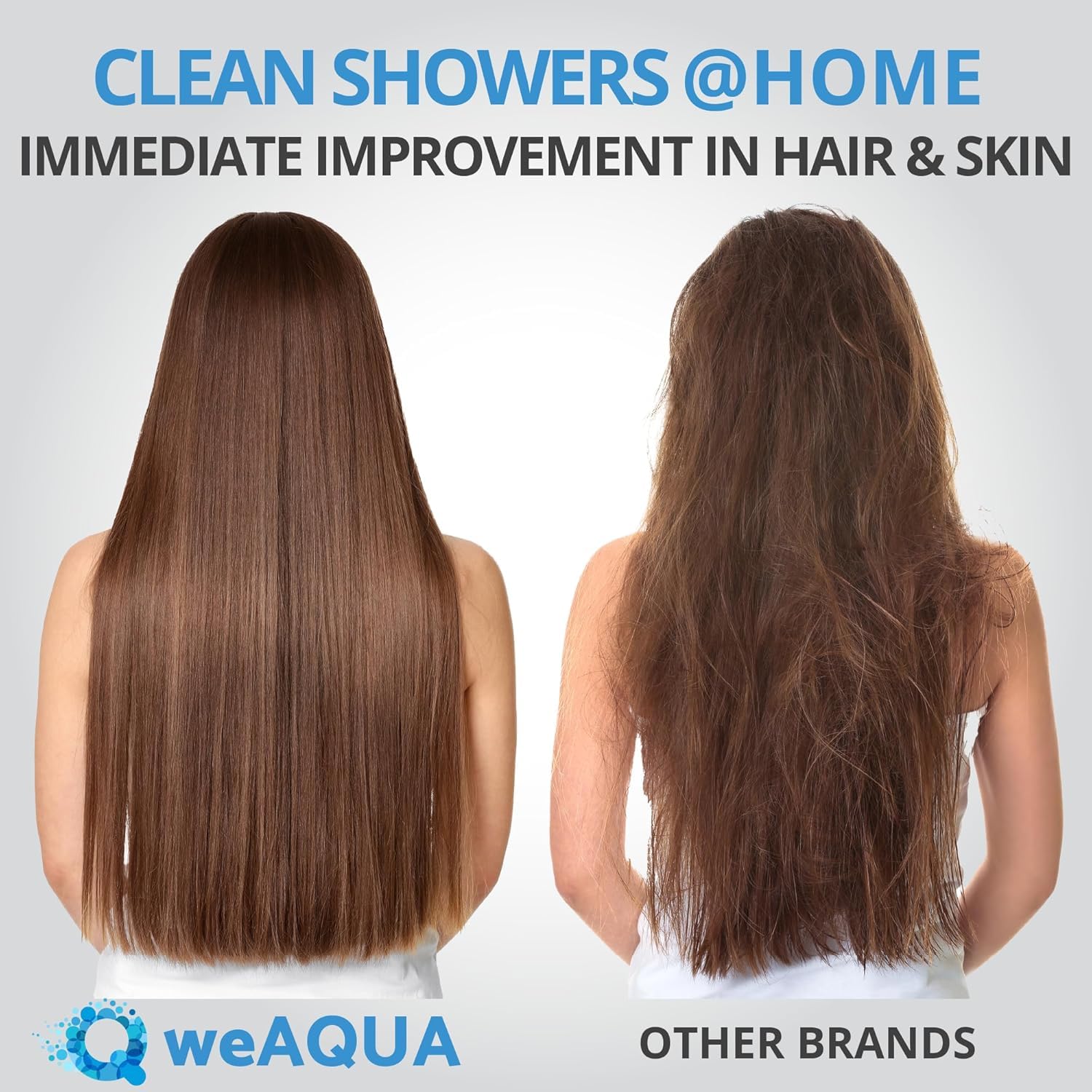 WeAQUA heavy-duty filter installed on a shower head for easy maintenance