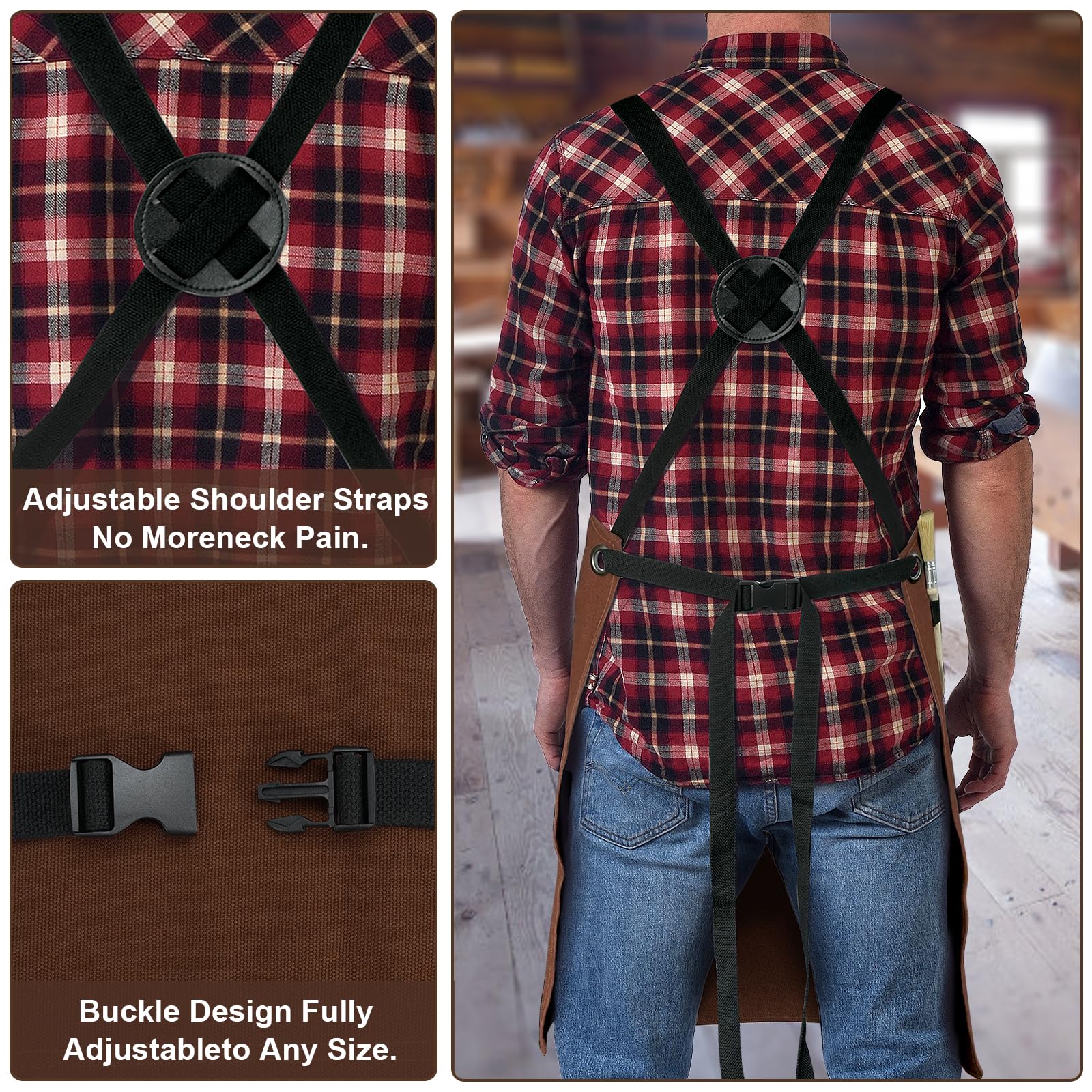 WEARXI durable canvas apron reinforced stitching for long-term use.