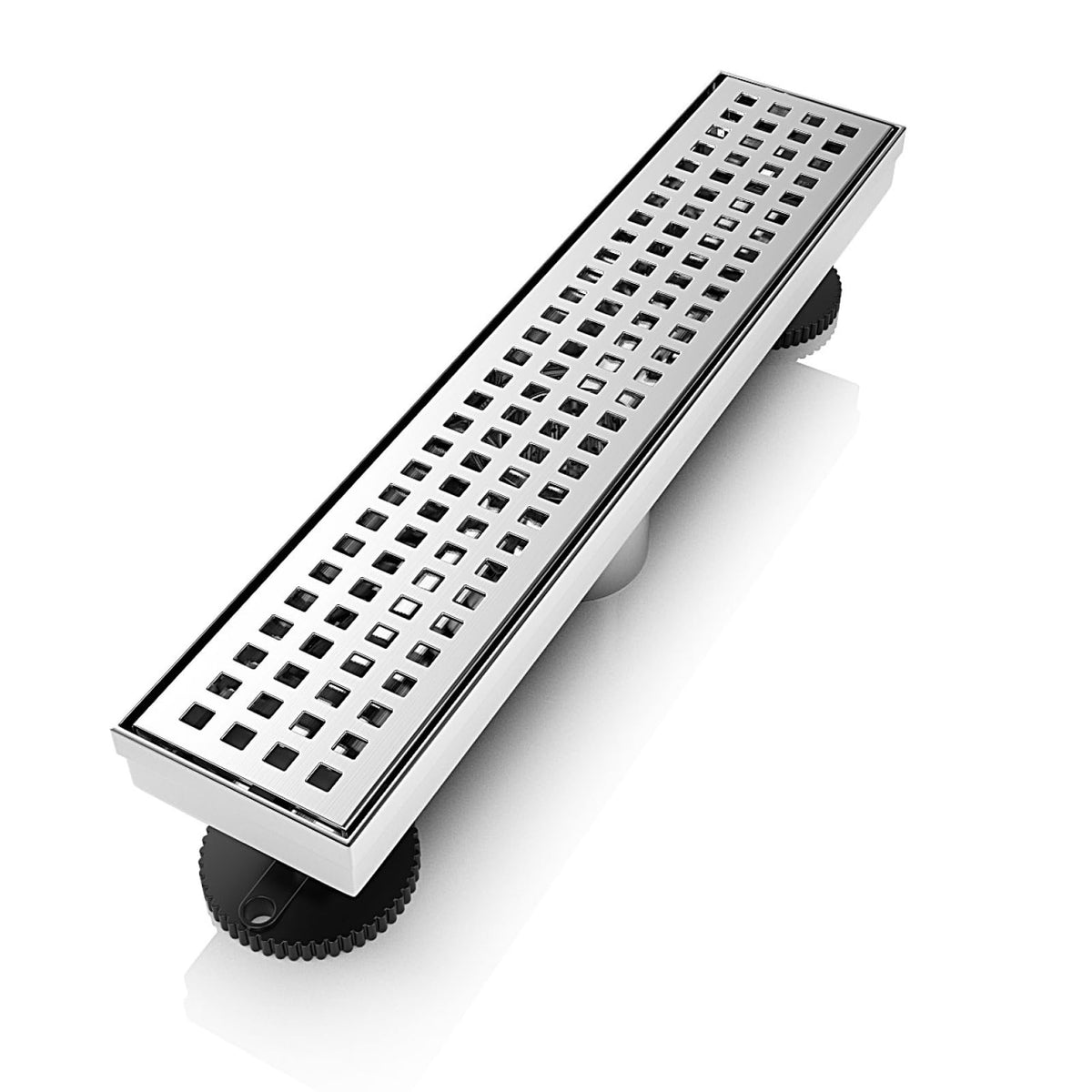 WEBANG 12-inch shower drain assembly in brushed SUS304 steel.