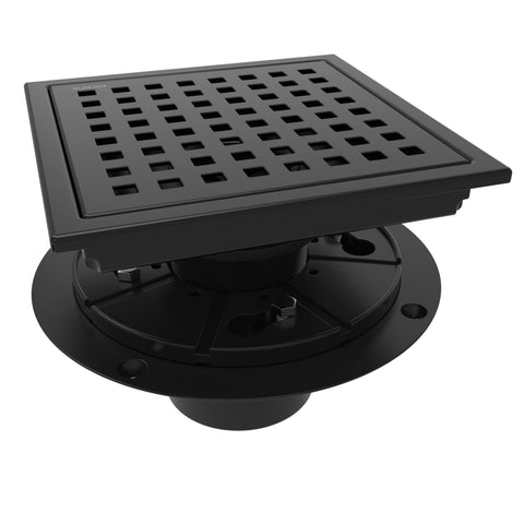 WEBANG 6-inch square shower drain with flange for durable performance and quick drainage.