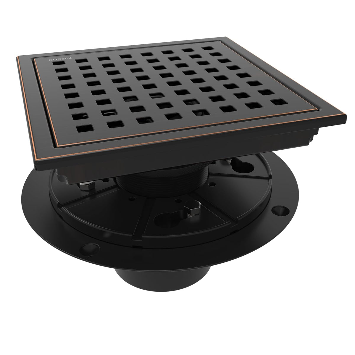 WEBANG 6-inch square shower drain with flange offers durable installation in modern bathrooms