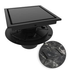 WEBANG 6inch square shower drain in matte black for efficient drainage.