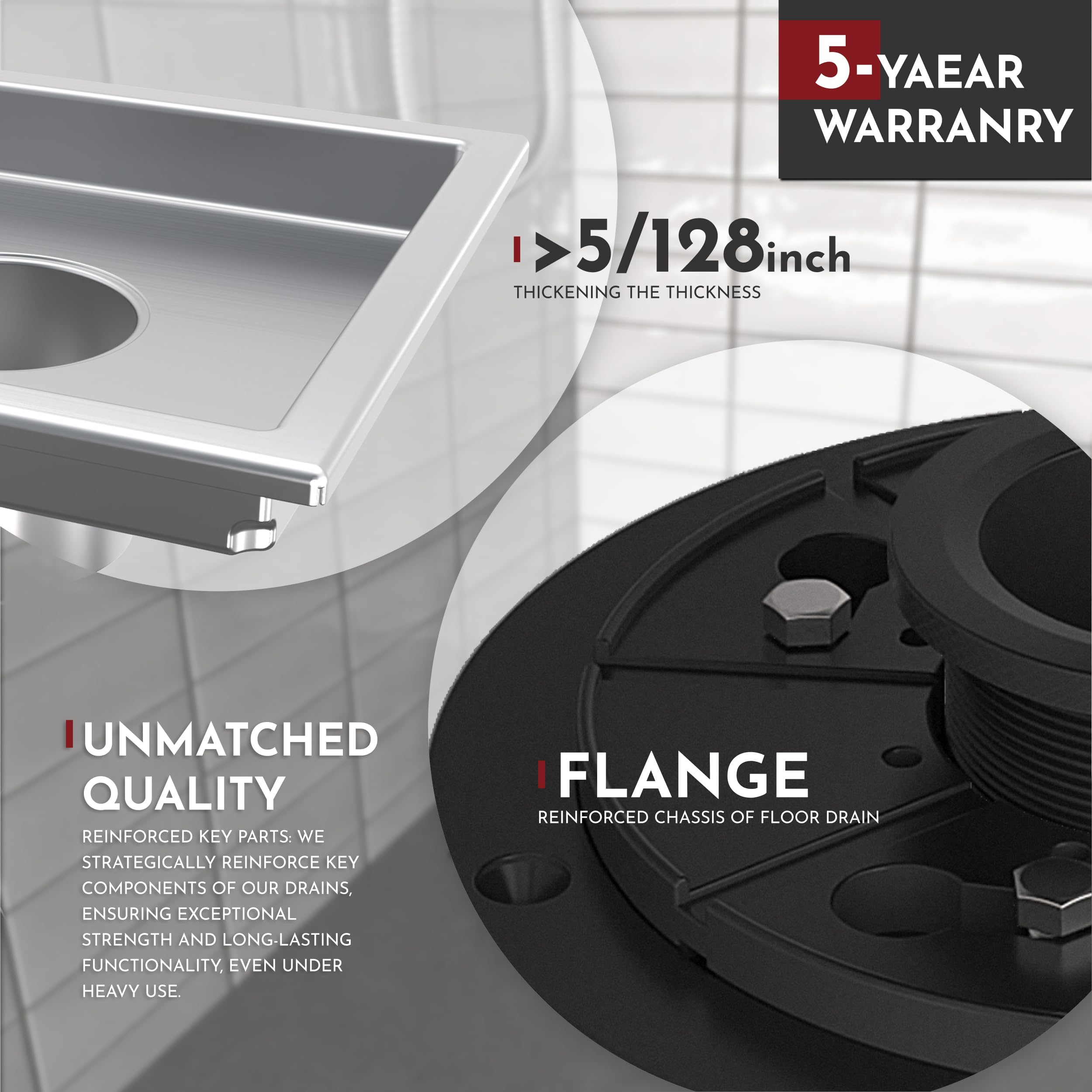 Webang drain with 2-inch central outlet for efficient drainage in showers.